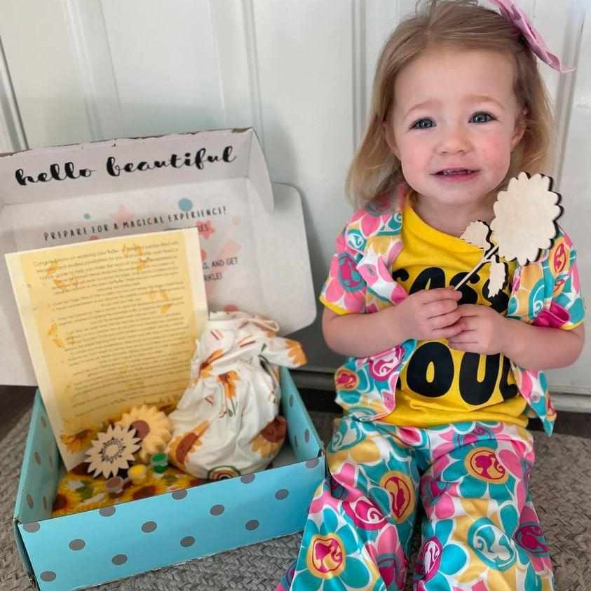 little girl in her new outfit delivered by her subscription box for girls