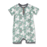 Boy Romper Henley-Leapfrog Baby Boy Henley Shortie Bamboo Romper