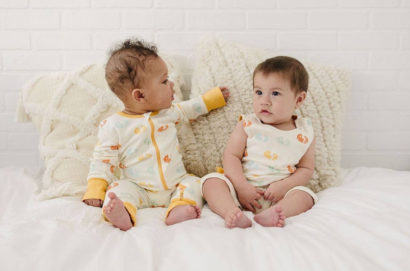 Organic Cotton Zippy - Boho Floral-peach ruffle