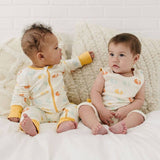 Organic Cotton Zippy - Boho Floral-peach ruffle