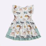 little girls dress farm animal printed dress for girls
