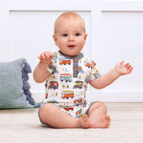 Boy Romper-short sleeve romper-happy camper bodysuit one-piece