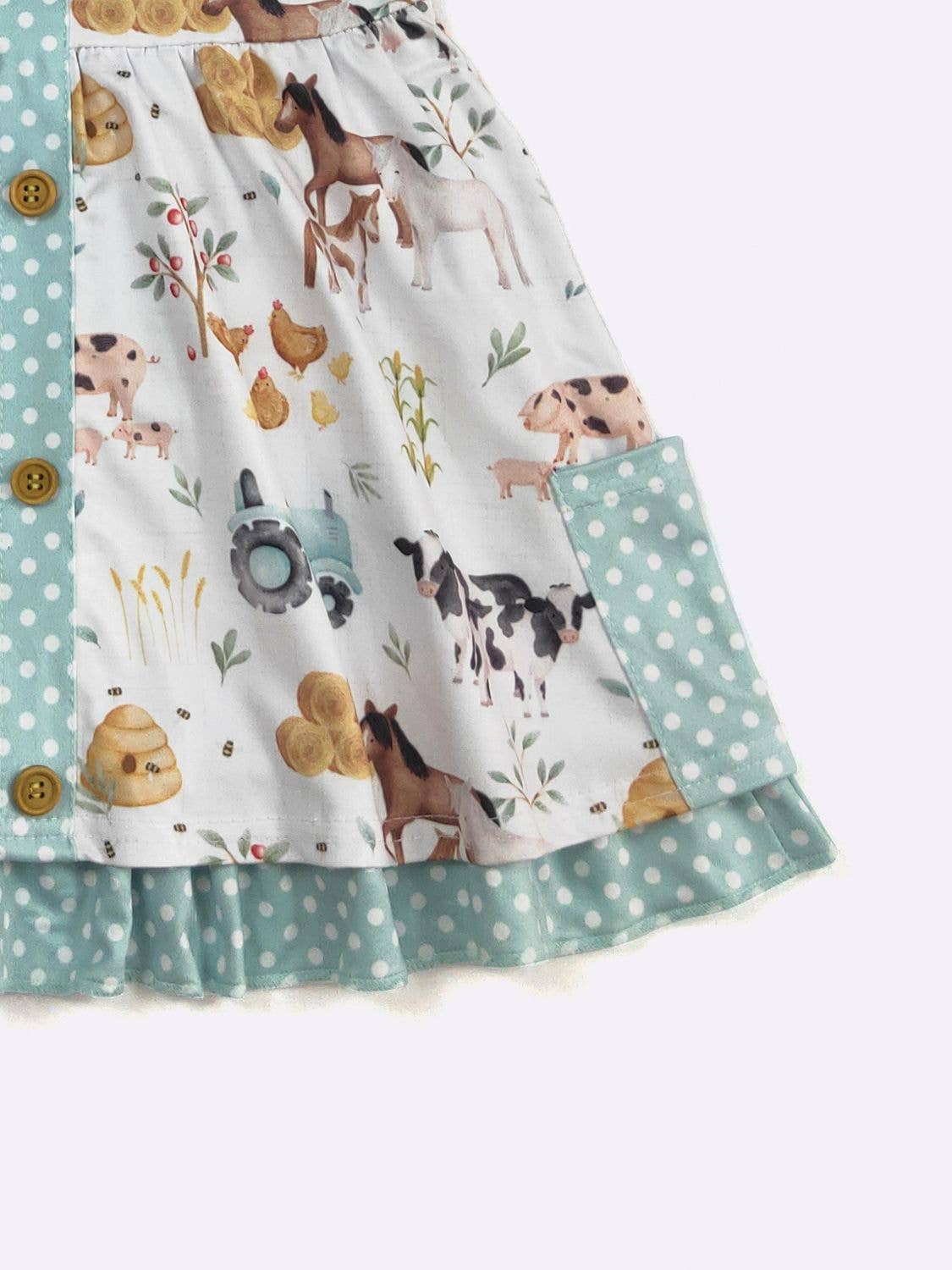little girls dress farm animal printed dress for girls