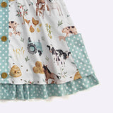 little girls dress farm animal printed dress for girls