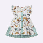 little girls dress farm animal printed dress for girls