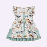 little girls dress farm animal printed dress for girls