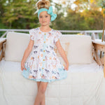 little girls dress farm animal printed dress for girls