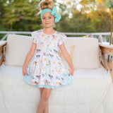 little girls dress farm animal printed dress for girls