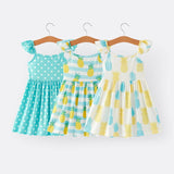 Girl's summer dress-Girls Pineapple Polka Dot twirl dress-Twirl Dress for Girls