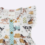 little girls dress farm animal printed dress for girls