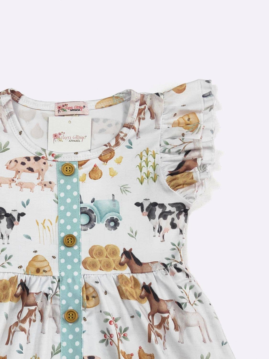 little girls dress farm animal printed dress for girls