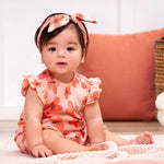 romper for girls pink and coral summer printed