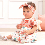 summer girls dress pink, coral and blue
