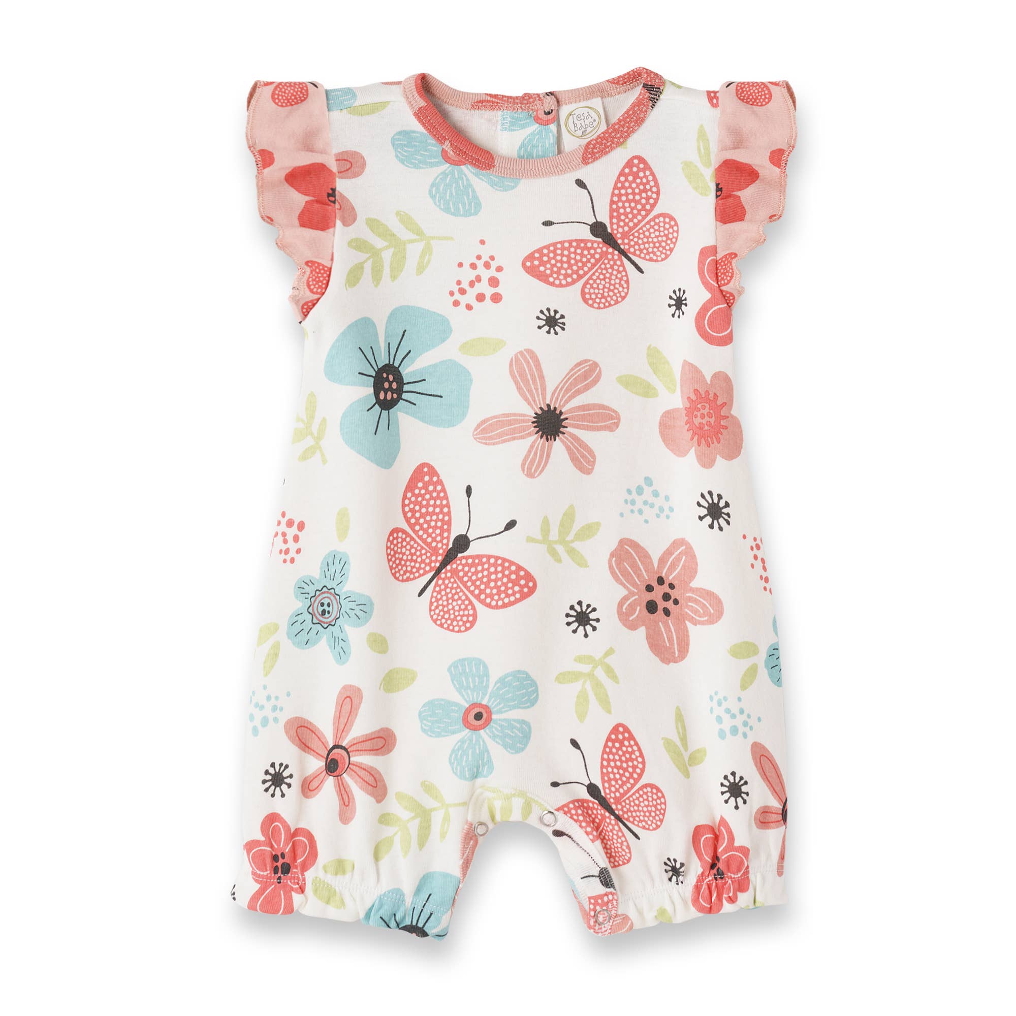 infant romper summer printed pink and bue