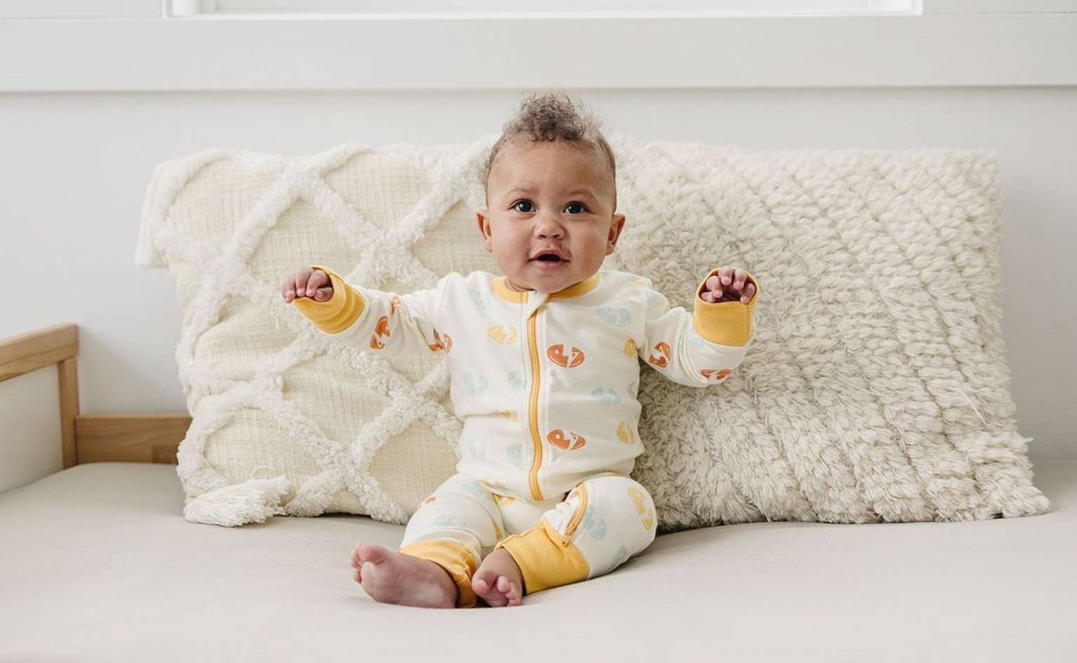 Organic Cotton Zippy - Boho Floral-peach ruffle