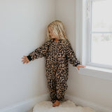 Winter Kids Fuzzy Fur Leopard Onesie with Critter Ears