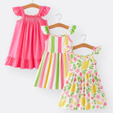 Girls Lemon Stripe Dress-Girls Twirl Dress-Twirl Dress for girls-summer dress for girls