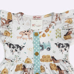 little girls dress farm animal printed dress for girls