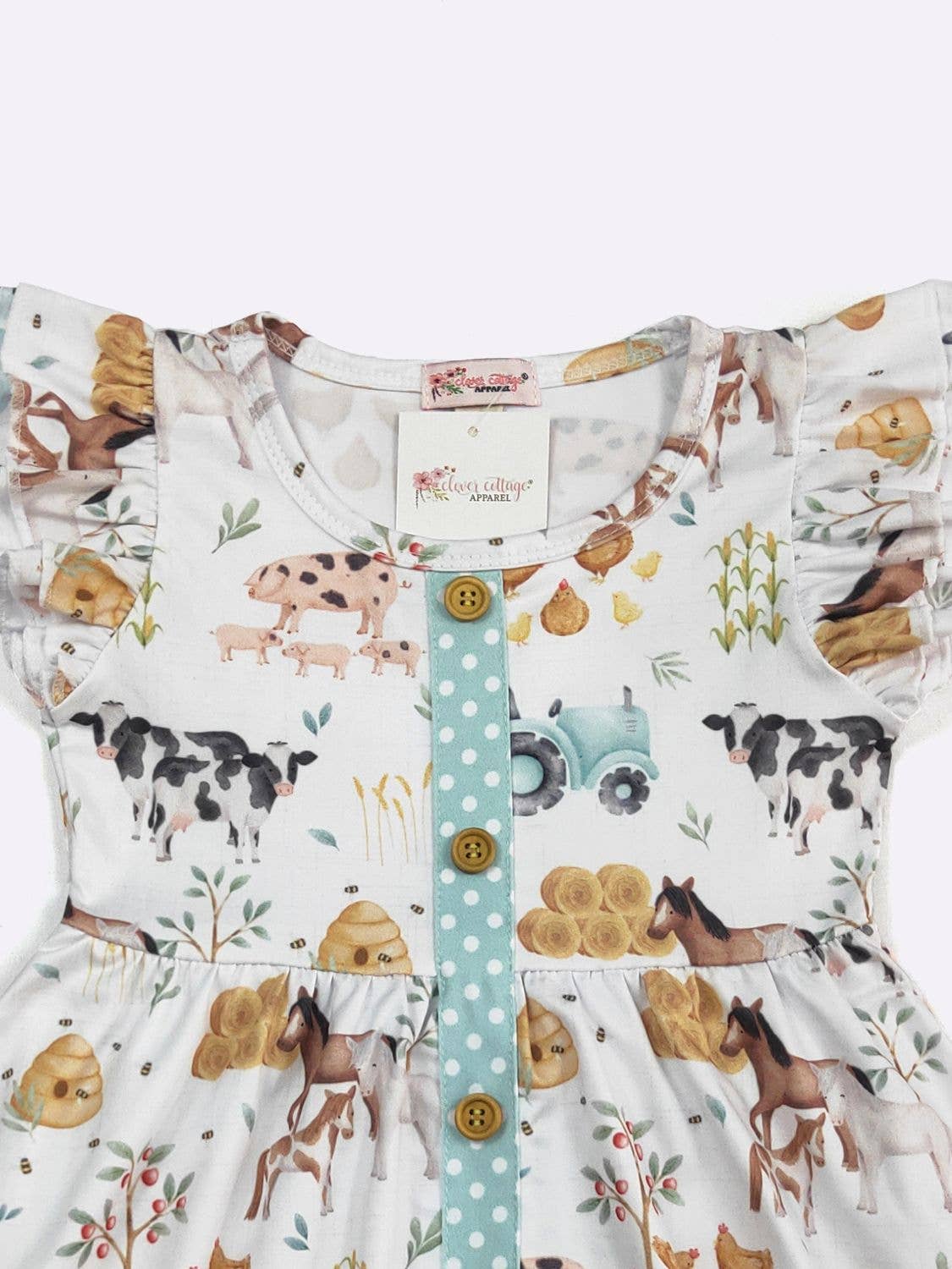 little girls dress farm animal printed dress for girls