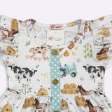 little girls dress farm animal printed dress for girls